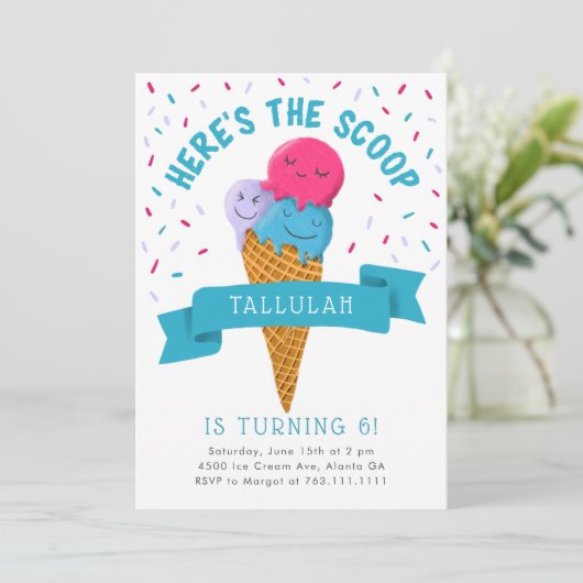 スクープ・アイスクリーム誕生日パーティー 招待状 (スタンド正面)