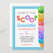 スクープ・アイスクリーム誕生日招待状 招待状 (正面/裏面)