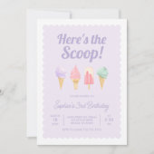 スクープ・アイスクリーム誕生日招待状 招待状 (正面)