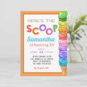 スクープ・アイスクリーム誕生日招待状 招待状 (スタンド正面)