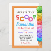 スクープ・アイスクリーム誕生日招待状 招待状 (正面/裏面)