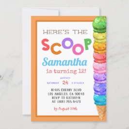 スクープ・アイスクリーム誕生日招待状 招待状