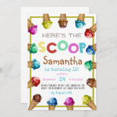 スクープ・アイスクリーム誕生日招待状 招待状 (正面/裏面)