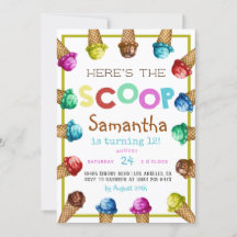 スクープ・アイスクリーム誕生日招待状