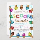 スクープ・アイスクリーム誕生日招待状 招待状 (正面/裏面)