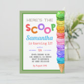 スクープ・アイスクリーム誕生日招待状 招待状 (スタンド正面)
