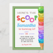 スクープ・アイスクリーム誕生日招待状 招待状 (正面/裏面)