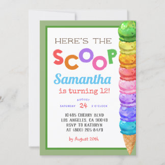 スクープ・アイスクリーム誕生日招待状 招待状