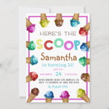 スクープ・アイスクリーム誕生日招待状