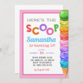 スクープ・アイスクリーム誕生日招待状 招待状 (正面/裏面)