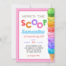 スクープ・アイスクリーム誕生日招待状 招待状
