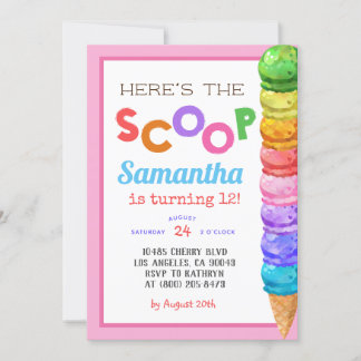 スクープ・アイスクリーム誕生日招待状 招待状