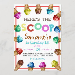 スクープ・アイスクリーム誕生日招待状 招待状