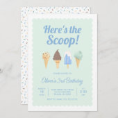 スクープ・アイスクリーム誕生日招待状 招待状 (正面/裏面)
