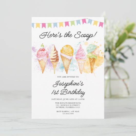 スクープ・アイスクリーム誕生日 招待状 (スタンド正面)