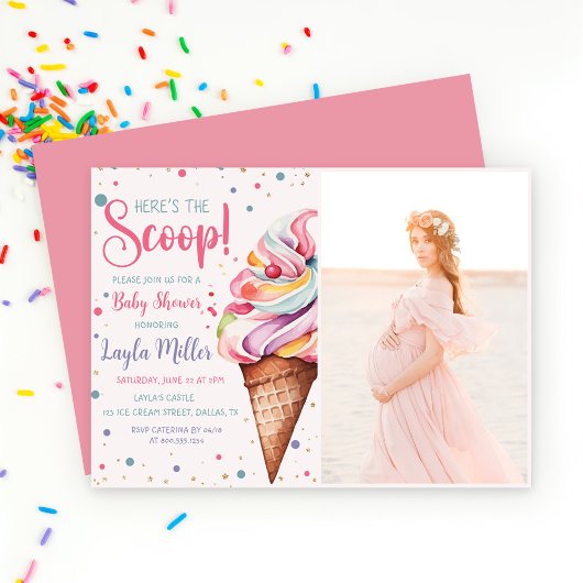 スクープ・アイスクリーム・ガール・ベイビー・シャワー 招待状
