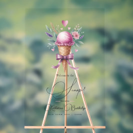 スクープ・アイスクリーム・ブライダルシャワーへようこそ アクリルサイン