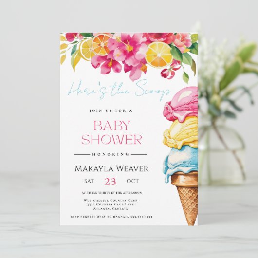 スクープ・アイス夏の赤ちゃんシャワー 招待状 (スタンド正面)