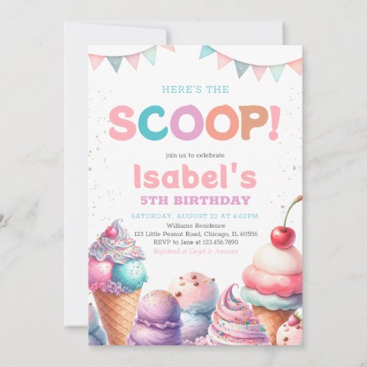 スクープ・アイス誕生日 招待状 (正面)