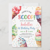 スクープ・ガールズ・アイスクリーム1st誕生日 招待状 (正面)