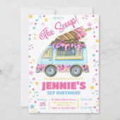 スクープ・ガールズ・アイスクリーム1st誕生日 招待状 (正面)