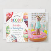 スクープ・ガールズ・アイスクリーム1st誕生日 招待状 (正面)