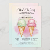 スクープ・ツイン・ボーイ・ガール・ベビー・シャワー 招待状 (正面/裏面)