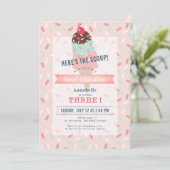 スクープ・ピンク・アイスクリーム・誕生日 招待状 (スタンド正面)