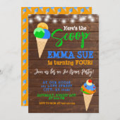 スクープ・ボーイのアイスクリームパーティー誕生日 招待状 (正面/裏面)