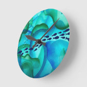 スクーリング魚の水の色の壁時計 ラウンド壁時計 (傾斜)