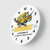 スクールおもしろいバス ラウンド壁時計 (傾斜)