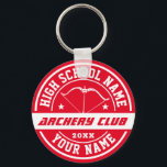 スクールアーチェリークラブスポパーソナライズされたーツ キーホルダー<br><div class="desc">スポーツパーソナライズされたギフトやスポーツチーム向けグッズ。すべての文字は、ユーザの大事な行事に合わせて編集可能。バックグラウンドカラーはデザインツールで変更できる。アスリートでもある学校のコーチや卒業生のための完璧な素晴らし土産。</div>