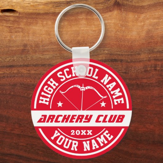 スクールアーチェリークラブスポパーソナライズされたーツ キーホルダー (正面)