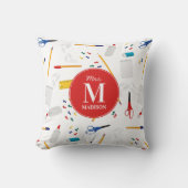 スクールオフィス&クラフト用品パターンモノグラム クッション (正面)