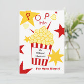 スクールオープンハウス招待状-ポップコーン 招待状 (スタンド正面)