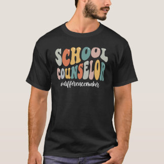 スクールカウンセラーフラワーグルーヴィーレトロヴィンテージバック Tシャツ