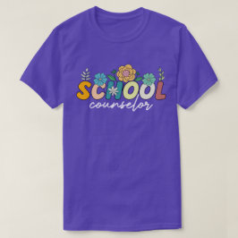 スクールカウンセラー感謝ワイルドフラワーカラフル Tシャツ