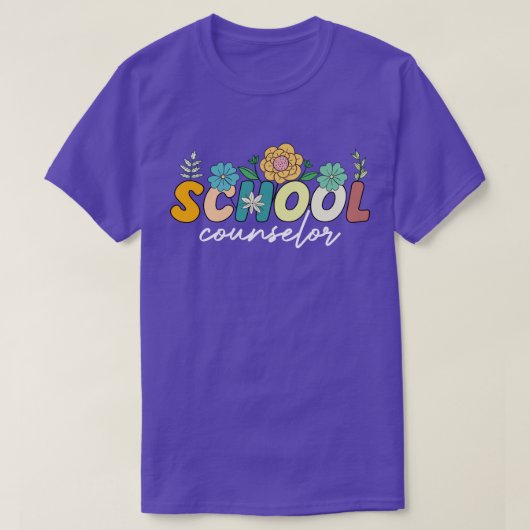 スクールカウンセラー感謝ワイルドフラワーカラフル Tシャツ (デザイン正面)