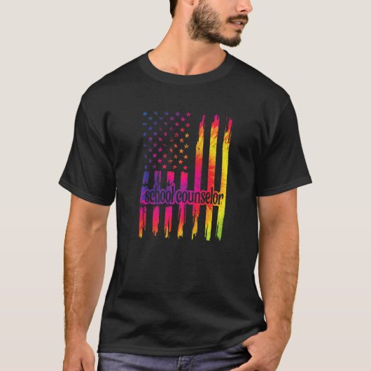スクールカウンセラー米国フラッグスクールカウンセリング Tシャツ (正面)