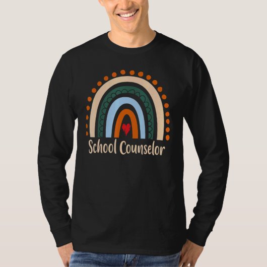 スクールカウンセラー ボヘミアン レインボー 卒業 ありがとう Tシャツ (正面)