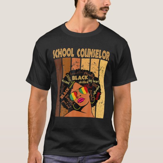 スクールカウンセラーAfro African American Black Histo Tシャツ (正面)