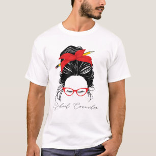 スクールカウンセラーMessy Bun おもしろい新学期20 Tシャツ