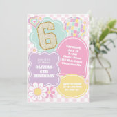 スクールカジュアル パステルカラーパッチ 誕生日 招待状 (スタンド正面)