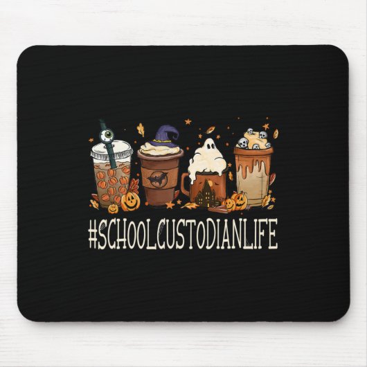 スクールカディストホラー秋コーヒーハロウィンポンプ マウスパッド (正面)