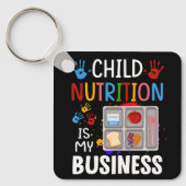 スクールカフェテリア労働者給食レディお盆子 キーホルダー (正面)