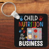 スクールカフェテリア労働者給食レディお盆子 キーホルダー (正面)