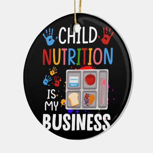 スクールカフェテリア労働者給食レディお盆子 セラミックオーナメント (左)