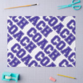 スクールカラーコーチ大学の文字 – 青 – 白 薄葉紙 (クラフト)