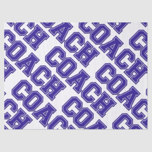 スクールカラーコーチ大学の文字 – 青 – 白 薄葉紙 (正面)