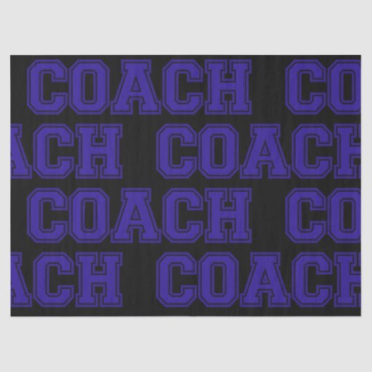 スクールカラーコーチ大学の文字 – 青 – 黒 薄葉紙 (正面)